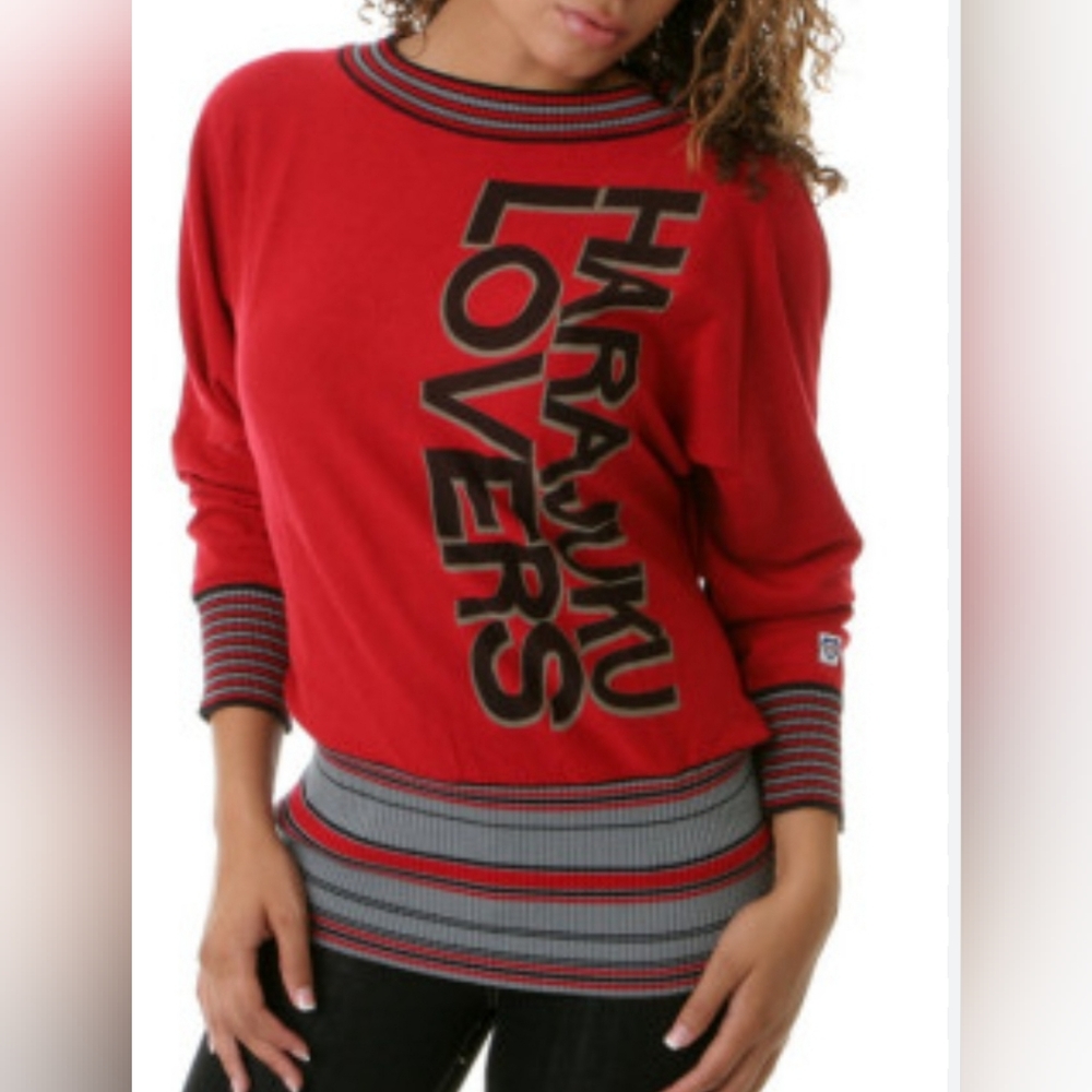 Harajuku Lovers Red "Twiggy" Sweater Gwen Stefani *Sz S*